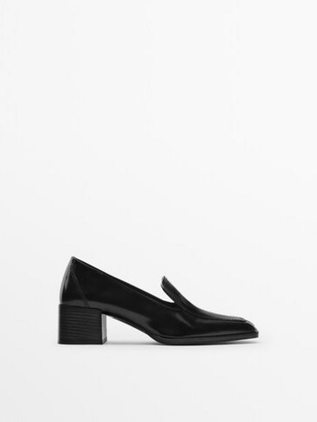 Leather Block Heel Shoes With Square Toe - Limited Edition offers at $219 in Massimo Dutti