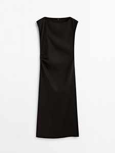 Linen Blend Dress With Ruched Detail On The Side offers at $169 in Massimo Dutti