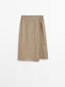 Linen Wrap Skirt With Buckle offers at $149 in Massimo Dutti