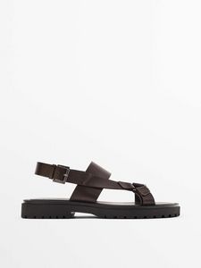 Brown Leather Sandals - Studio offers at $199 in Massimo Dutti