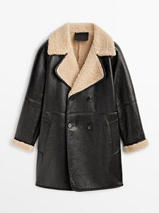 Mouton Leather Coat With Crackled Finish offers at $1680 in Massimo Dutti