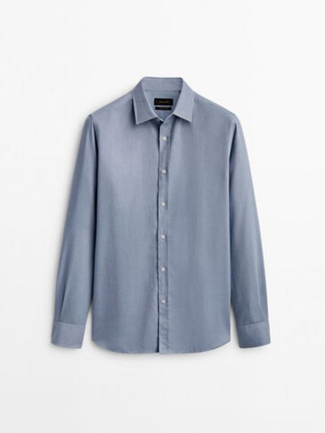 Slim Fit Cotton Melange Shirt offers at $99.9 in Massimo Dutti