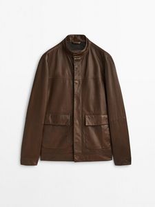 Nappa Leather Jacket With Pockets offers at $499 in Massimo Dutti