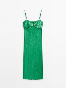 Pleated Dress With Ruffled Neckline - Studio offers at $219 in Massimo Dutti
