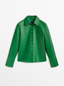 Green Nappa Leather Shirt offers at $499 in Massimo Dutti