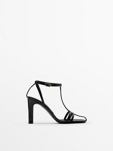 Heeled Leather Strappy Sandals offers at $199 in Massimo Dutti