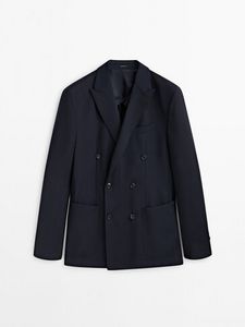 Micro-Textured Double-Breasted Blazer offers at $399 in Massimo Dutti