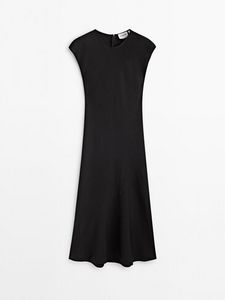 Black Linen Blend Midi Dress offers at $359 in Massimo Dutti