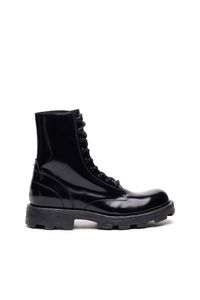 Combat boots in glossed leather offers at $525 in Diesel