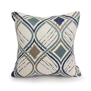 Allen + roth 24-in Outdoor Blue and Cream White Throw Pillow offers at $11.99 in Lowe's