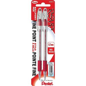 Pentel R.S.V.P. Ballpoint Stick Pens, 0.7mm, Red offers at $2.19 in Staples
