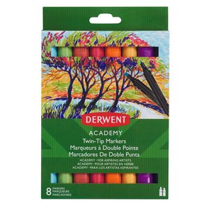 Derwent Academy Twin-Tip Markers - Chisel Tip - Assorted - 8 Pack offers at $4.97 in Staples