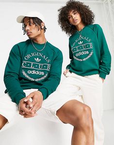 Adidas Originals 'Sports Resort' Club sweatshirt in green with front graphics offers at $32.5 in Asos