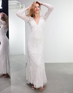 ASOS EDITION Selena embellished placement wedding dress offers at $247.5 in Asos