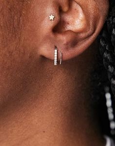 ASOS DESIGN earrings with pull through hoop design in silver tone offers at $4.5 in Asos