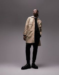 Topman trench coat in stone offers at $53.5 in Asos