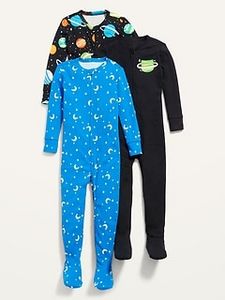Unisex 2-Way-Zip Printed Footie Pajama One-Piece 3-Pack for Toddler & Baby offers at $26.97 in Old Navy