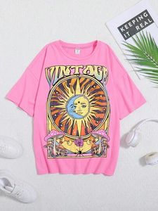 SHEIN Kids Cooltwn Tween Girl Sun & Letter Graphic Drop Shoulder Tee offers at $12.74 in SheIn
