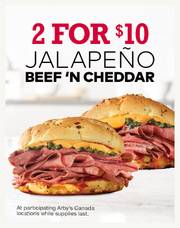 Arbys offer | 2 for $10 Jalapeño Beefn Cheddar | 2023-03-10 - 2023-03-31