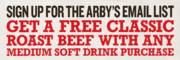 Arbys offer | Get a Free Classic Roast Beef | 2023-04-09 - 2023-06-30
